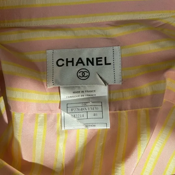 CHANEL Pink and Yellow Striped Jacket - Picture 12 of 13